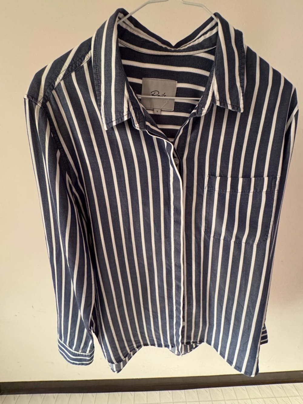 Rails Navy & White Striped Button-Up